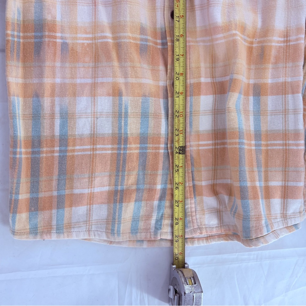 Bleached Upcycled Hombre Plaid Flannel Button Down Shirt Size Small - Picture 10 of 11